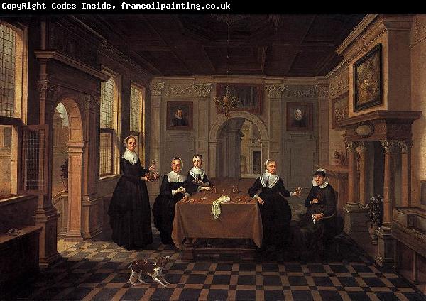 BASSEN, Bartholomeus van Five ladies in an interior